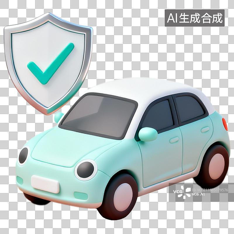 【AI数字艺术】卡通3D插画风格为汽车电动车购买保险交通汽车保险插画元素免抠图形图片素材