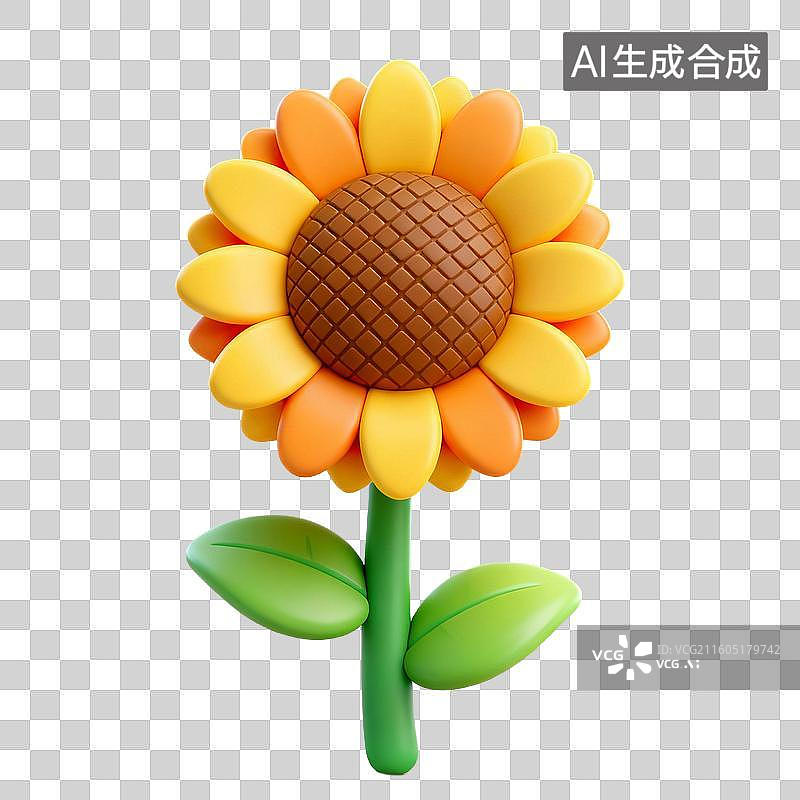 【AI数字艺术】3D拟物风格二十四节气秋天立秋元素向日葵葵花图片素材