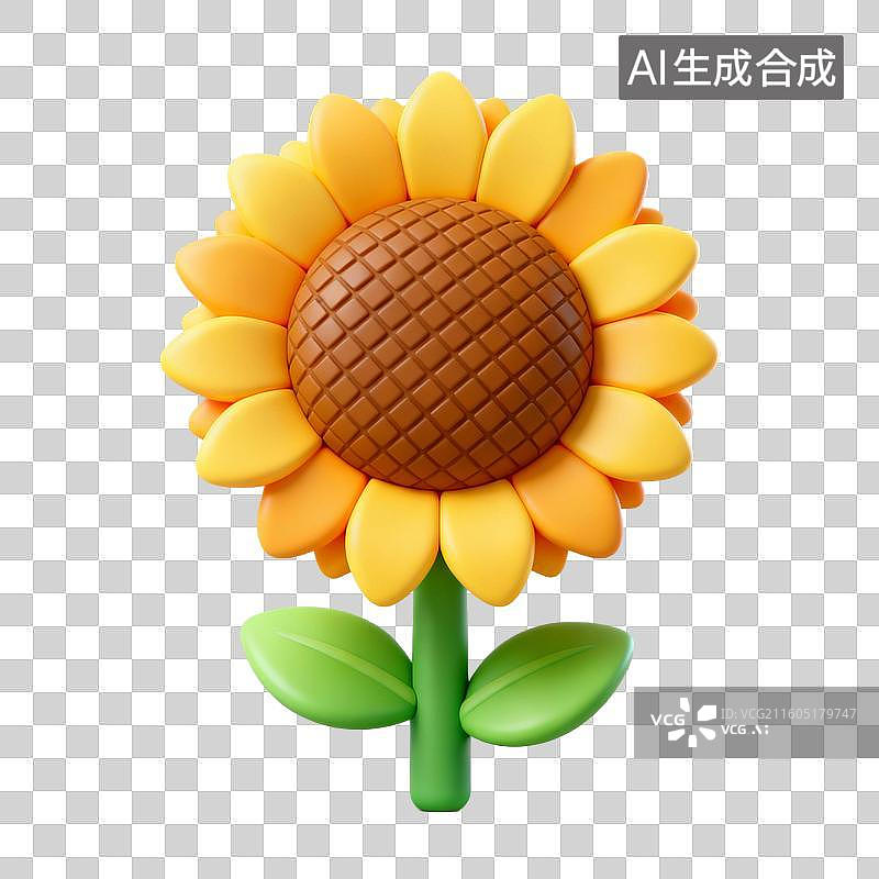 【AI数字艺术】3D拟物风格二十四节气秋天立秋元素向日葵葵花图片素材