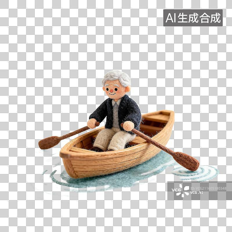 【AI数字艺术】3D温暖羊毛毡质感老年人旅游元素图片素材