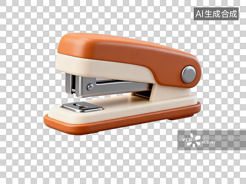 【AI数字艺术】3D渲染免抠图形元素卡通办公学习用品订书机图片素材