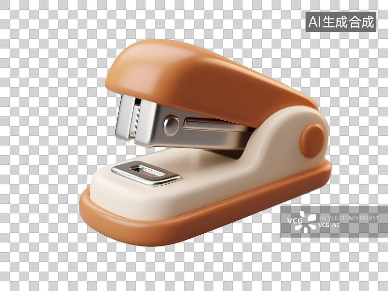 【AI数字艺术】3D渲染免抠图形元素卡通办公学习用品订书机图片素材