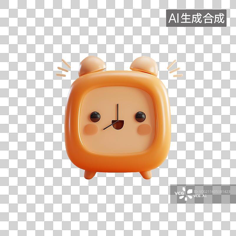 【AI数字艺术】橙色闹钟3D图标图片素材