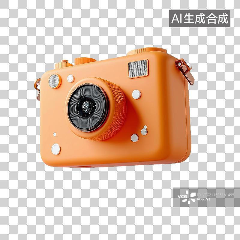 【AI数字艺术】橙色相机3D图标图片素材