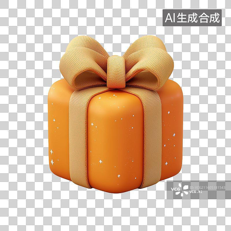 【AI数字艺术】橙色礼盒3D图标图片素材