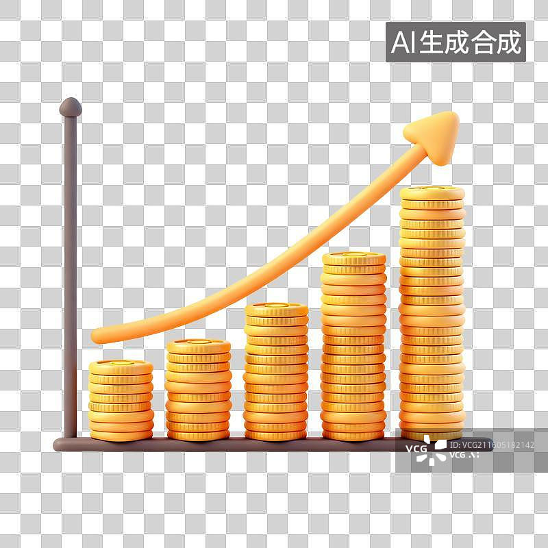 【AI数字艺术】卡通3D插画金融经济银行储蓄投资股票上升金币金猪抽奖大转盘插画元素图片素材