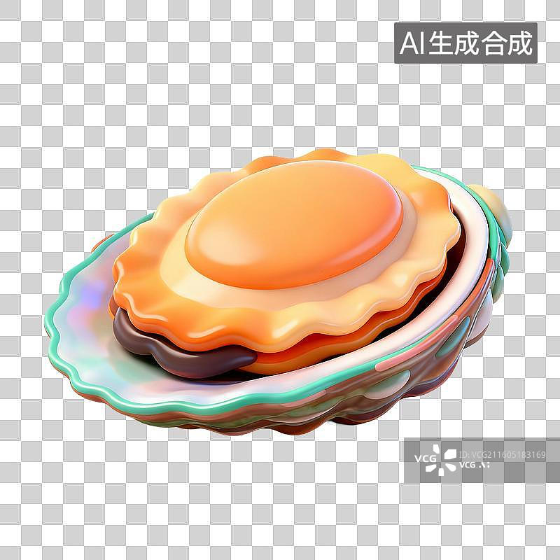 【AI数字艺术】3D拟物风格二十四节气秋天处暑元素开渔节海鲜水产鲍鱼图片素材
