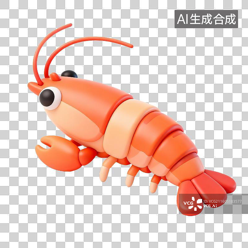 【AI数字艺术】3D拟物风格二十四节气秋天处暑元素开渔节小龙虾图片素材