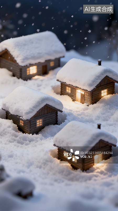 【AI数字艺术】被雪覆盖的房子图片素材