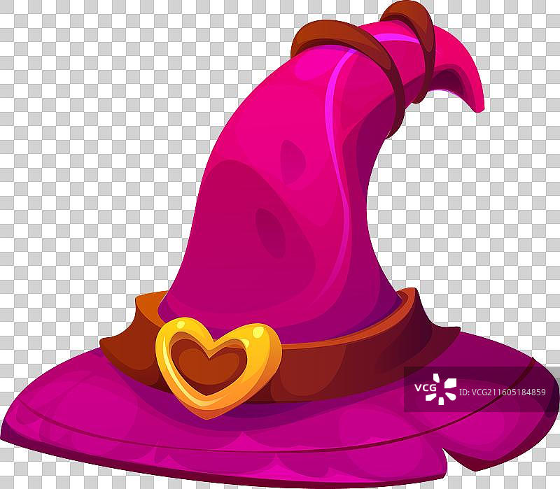 万圣节假日女巫帽，配有金色心形搭扣图片素材