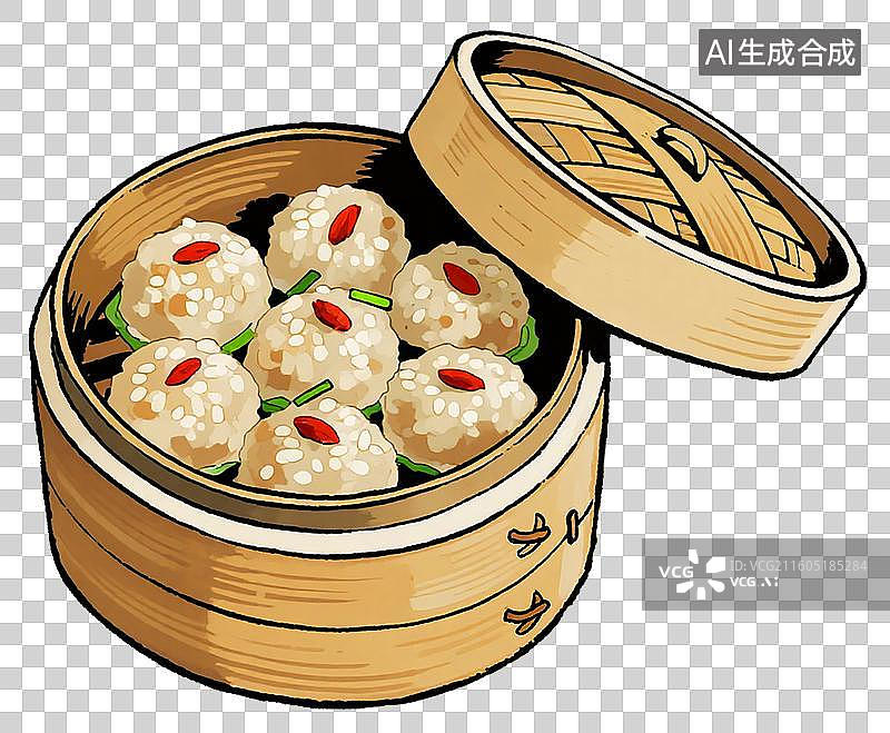 【AI数字艺术】一笼珍珠圆子图片素材