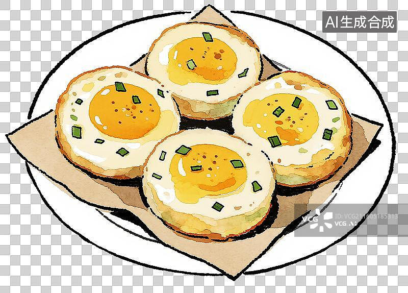 【AI数字艺术】一盘四个煎荷包蛋图片素材