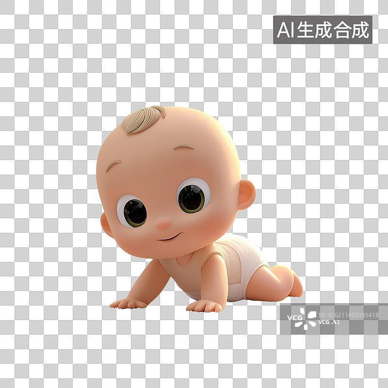 【AI数字艺术】爬行婴儿3D场景图片素材