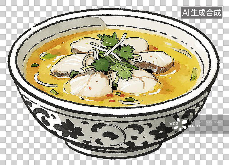 【AI数字艺术】一碗酸汤鱼片图片素材