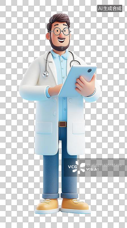 【AI数字艺术】平板医护3D角色图片素材
