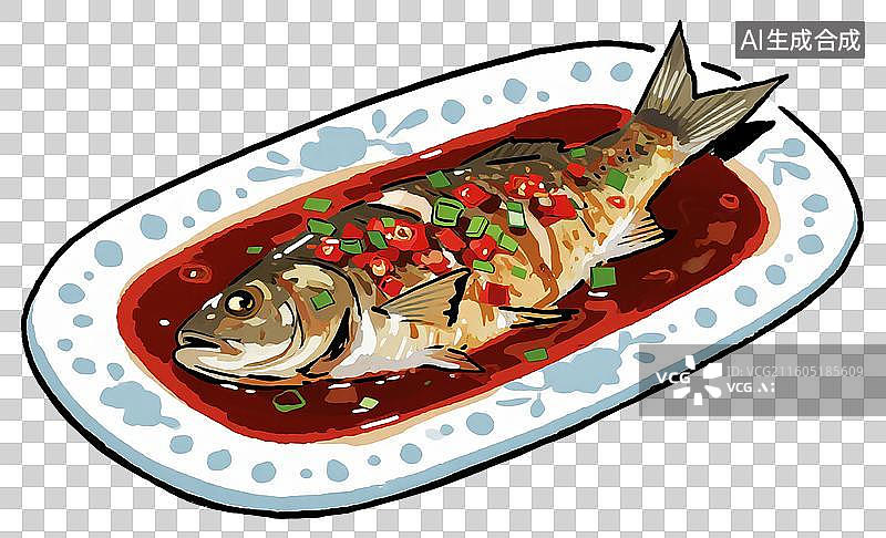 【AI数字艺术】一盘红烧鱼图片素材