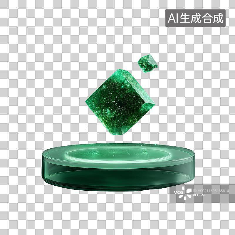 【AI数字艺术】翡翠能量徽章3D场景图片素材