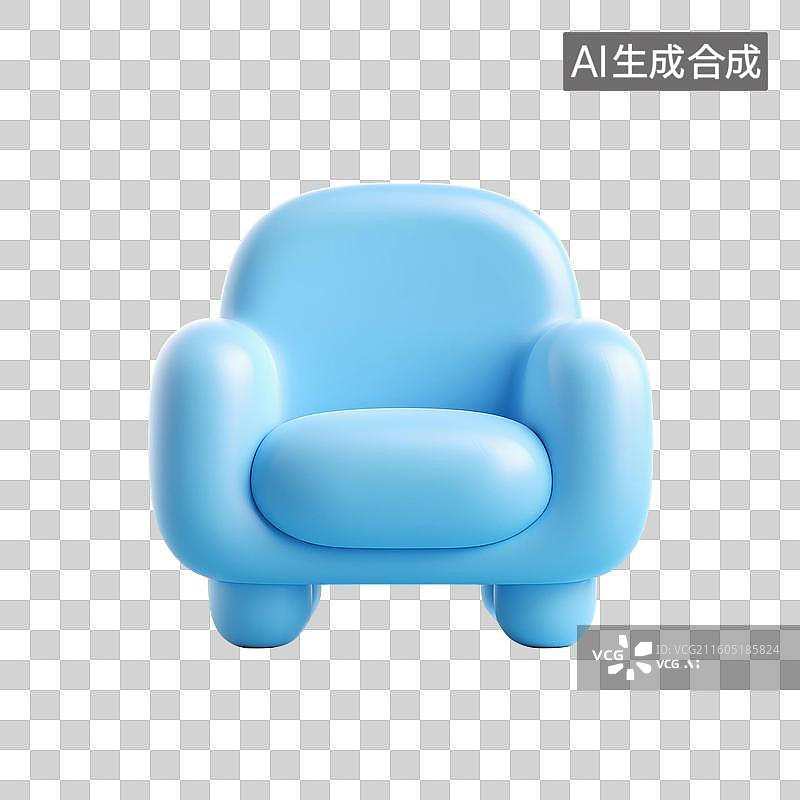 【AI数字艺术】蓝色椅子3D图标图片素材