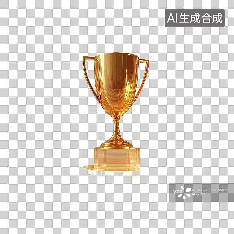 【AI数字艺术】金色奖杯3D场景图片素材