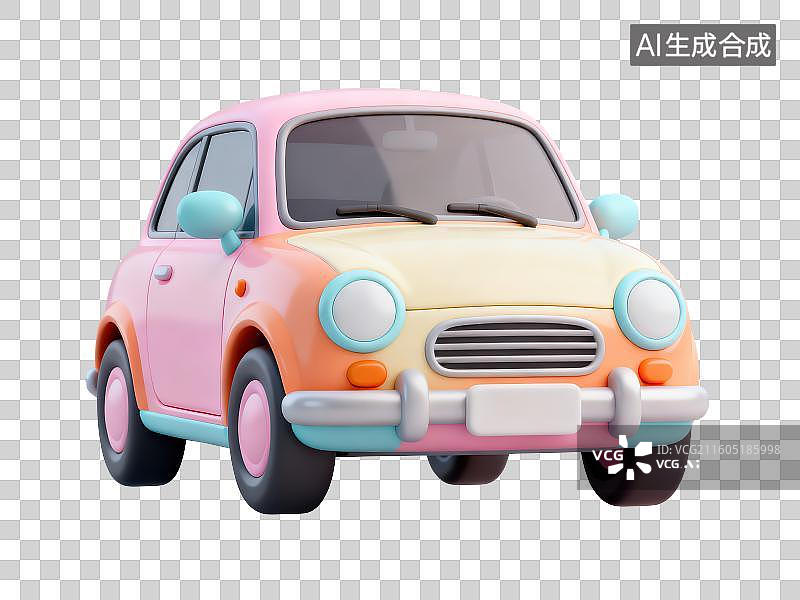 【AI数字艺术】3D渲染免抠图形元素卡通汽车小轿车图片素材