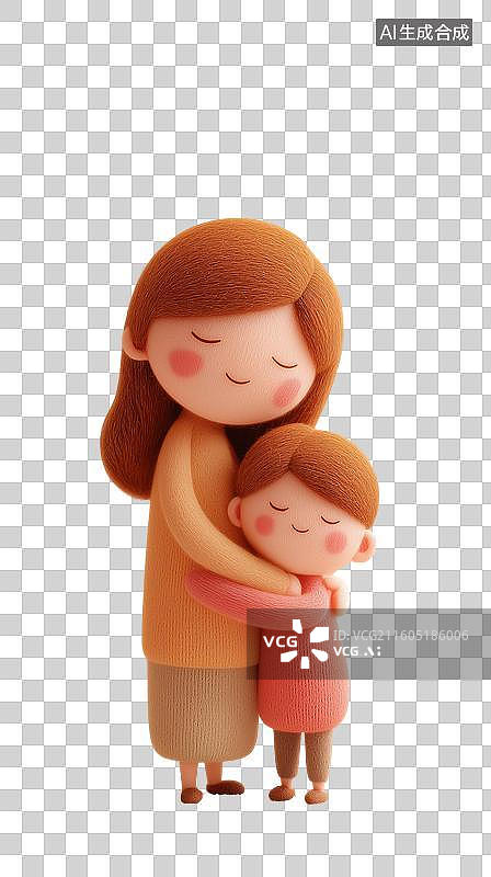 【AI数字艺术】母子拥抱3D角色图片素材