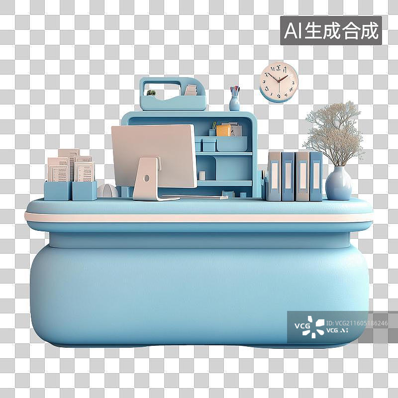 【AI数字艺术】医院前台3D场景图片素材