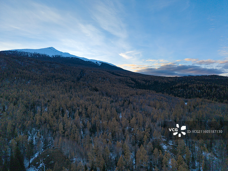 喀纳斯山谷村庄航拍图片素材