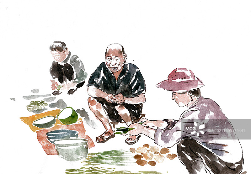 摆摊的人们图片素材