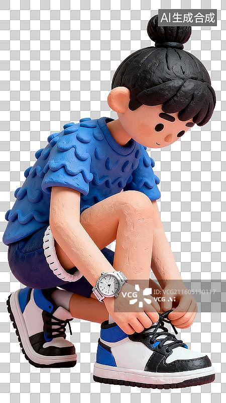 【AI数字艺术】3d电商购物时尚系鞋带的女孩人物元素图片素材