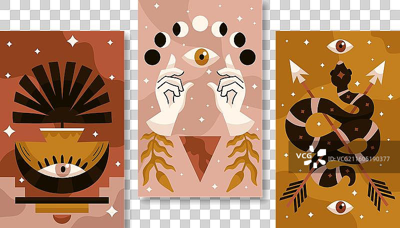 手绘波西米亚风格封面集图片素材