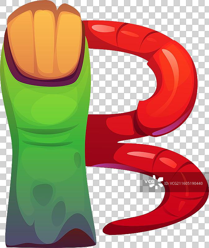 万圣节僵尸大拇指字母 b 字体图片素材