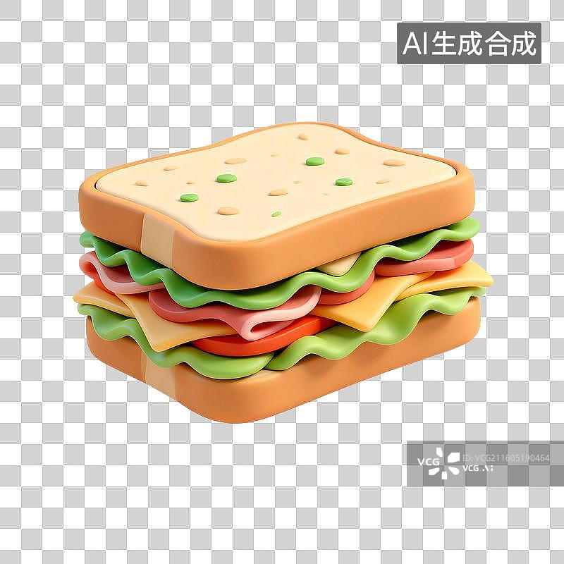 【AI数字艺术】色彩丰富的3D三明治图片素材