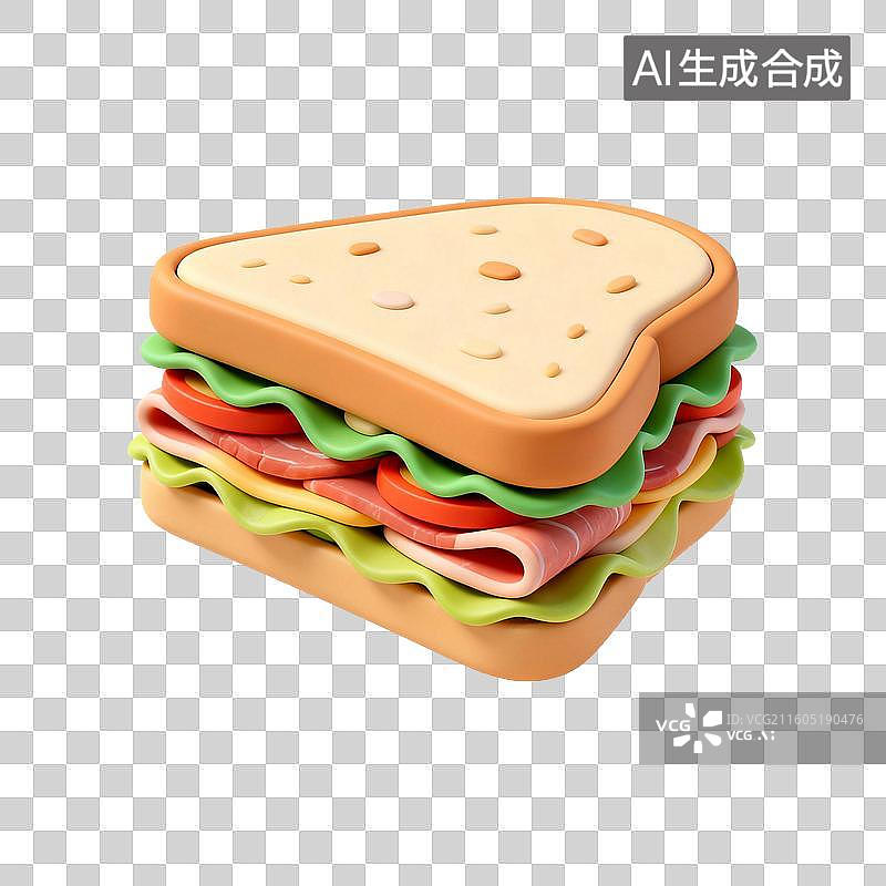 【AI数字艺术】色彩丰富的3D三明治图片素材