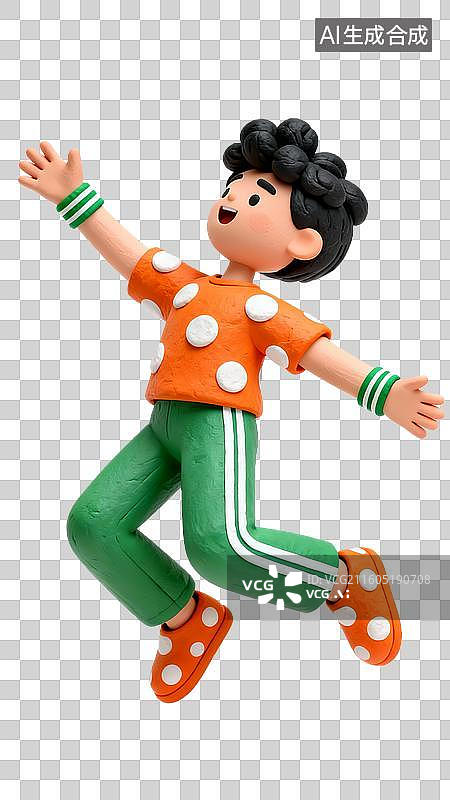 【AI数字艺术】3d电商购物时尚跳跃的男孩人物元素图片素材