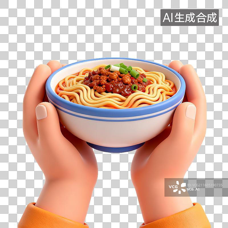 【AI数字艺术】手捧担担面图片素材