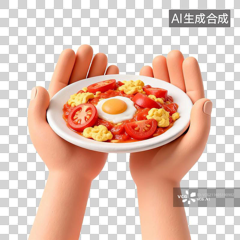 【AI数字艺术】手捧番茄炒蛋图片素材