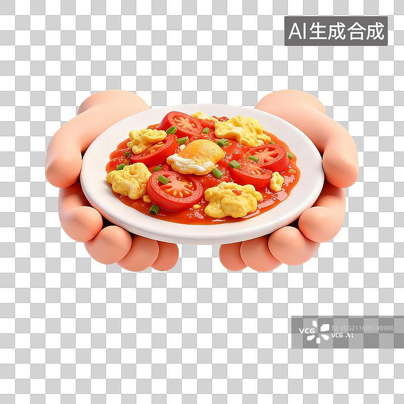 【AI数字艺术】手捧番茄炒蛋图片素材