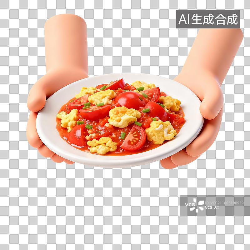 【AI数字艺术】手捧番茄炒蛋图片素材