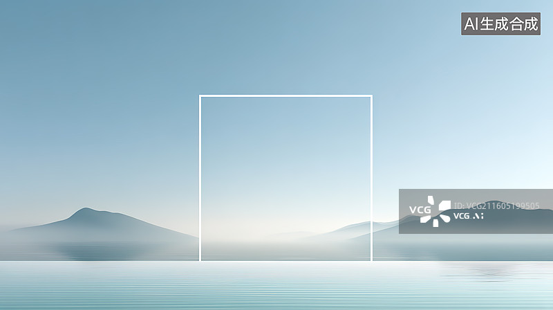【AI数字艺术】3D极简风自然湖泊超现实主义抽象风景图片素材