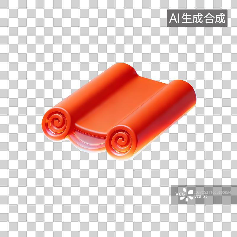 【AI数字艺术】3D橙红色中国元素图标——瓦当图片素材