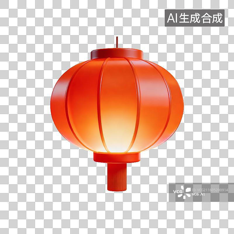 【AI数字艺术】3D橙红色中国元素图标——灯笼图片素材