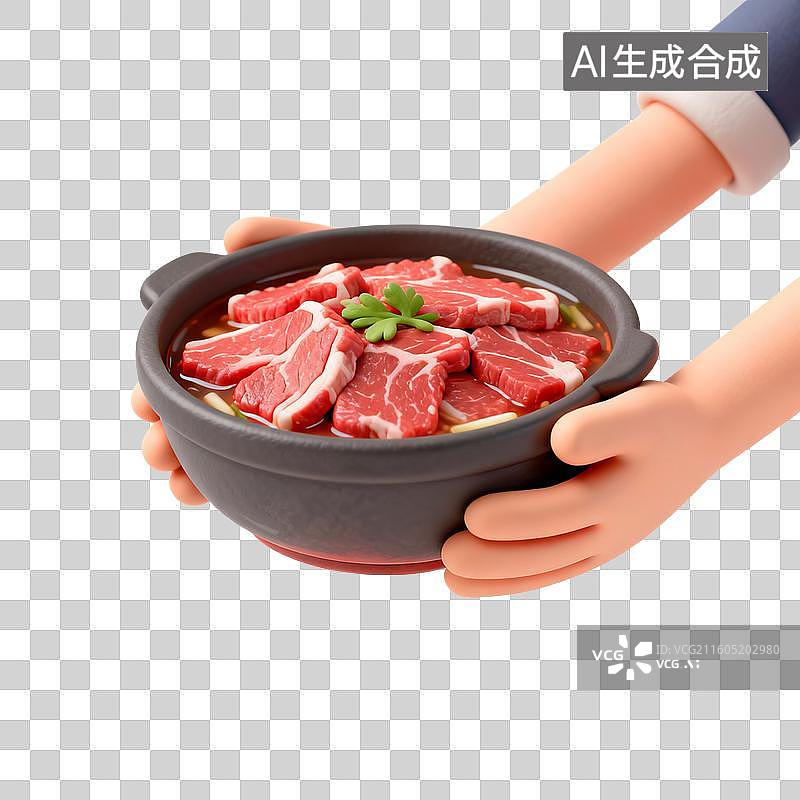 【AI数字艺术】手捧水煮牛肉图片素材