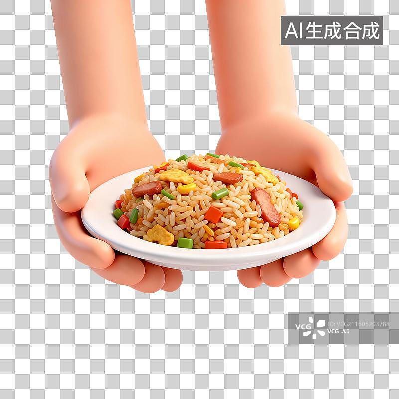 【AI数字艺术】手捧扬州炒饭图片素材