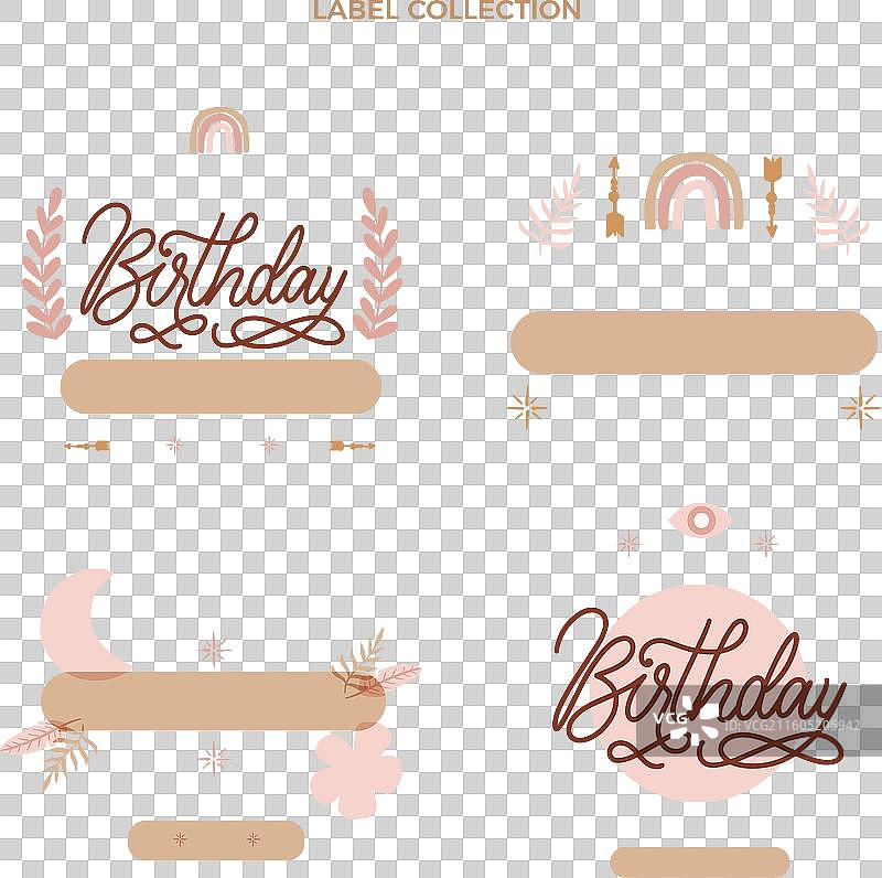 手绘波西米亚风生日徽章图片素材