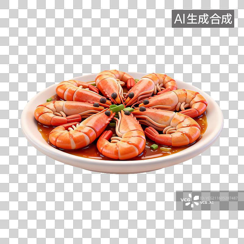 【AI数字艺术】一盘油焖大虾图片素材