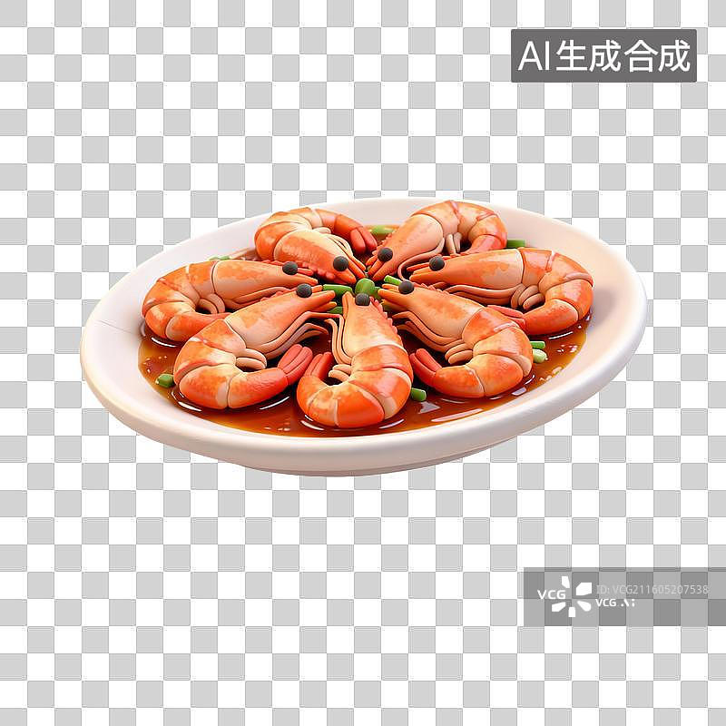 【AI数字艺术】一盘油焖大虾图片素材