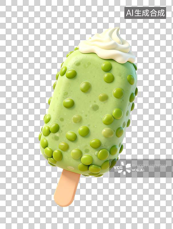 【AI数字艺术】绿豆雪糕3D免抠元素图片素材
