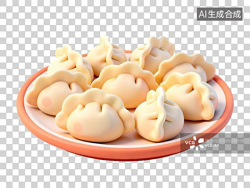 【AI数字艺术】3D卡通粘土风中式美食饺子图片素材