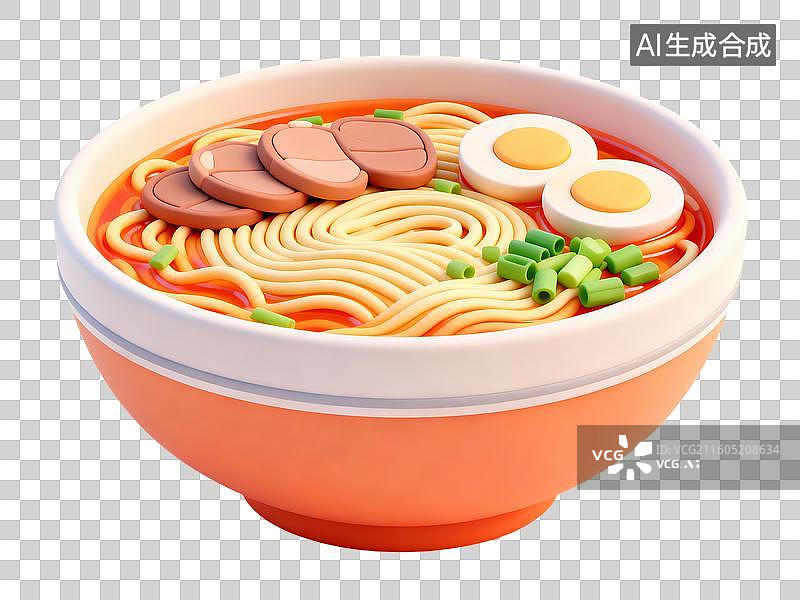 【AI数字艺术】3D卡通粘土风中式美食拉面图片素材