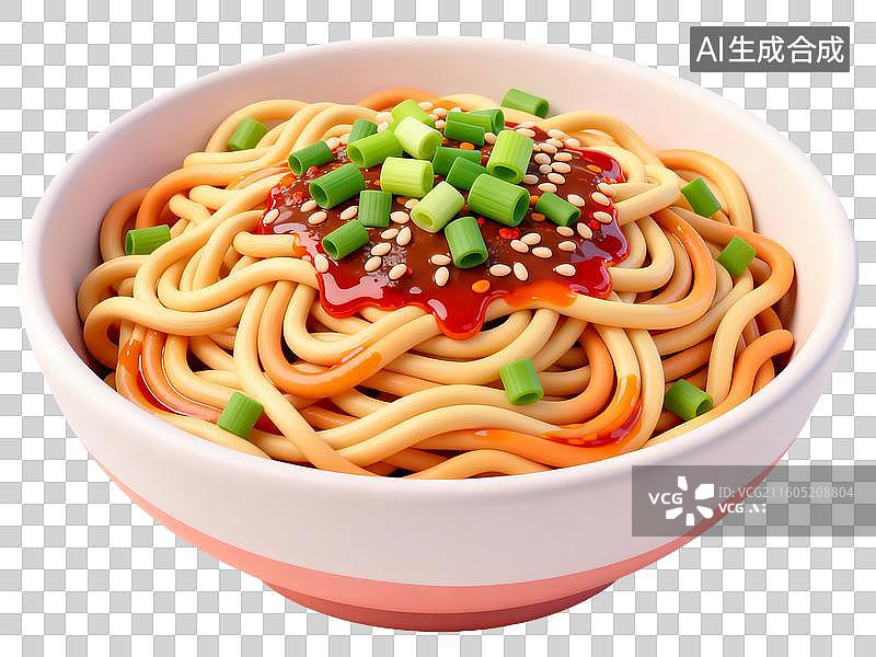 【AI数字艺术】3D卡通粘土风中式美食热干面图片素材
